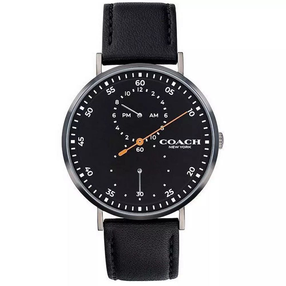 Coach Charles Black Dial Leather Strap Quartz 14602476 Mens Watch New